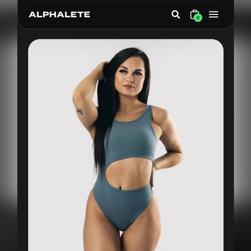 Alphalete bodysuit in blueish grey sz Small, super flattering 🩵🫶